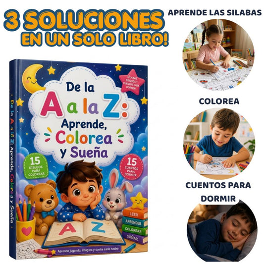 Libro De la A a la Z: Aprende, Colorea y Duerme Feliz