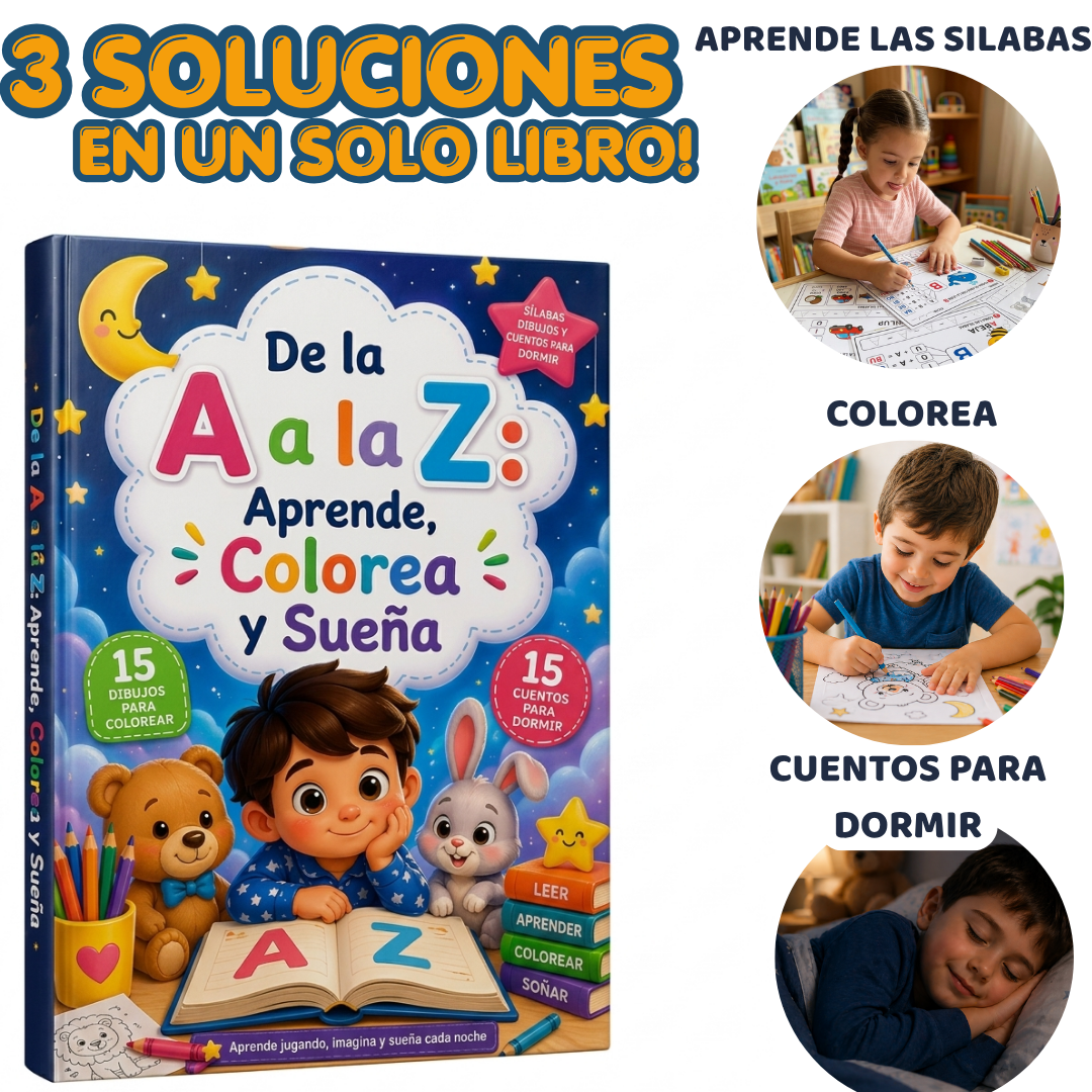 Libro De la A a la Z: Aprende, Colorea y Duerme Feliz